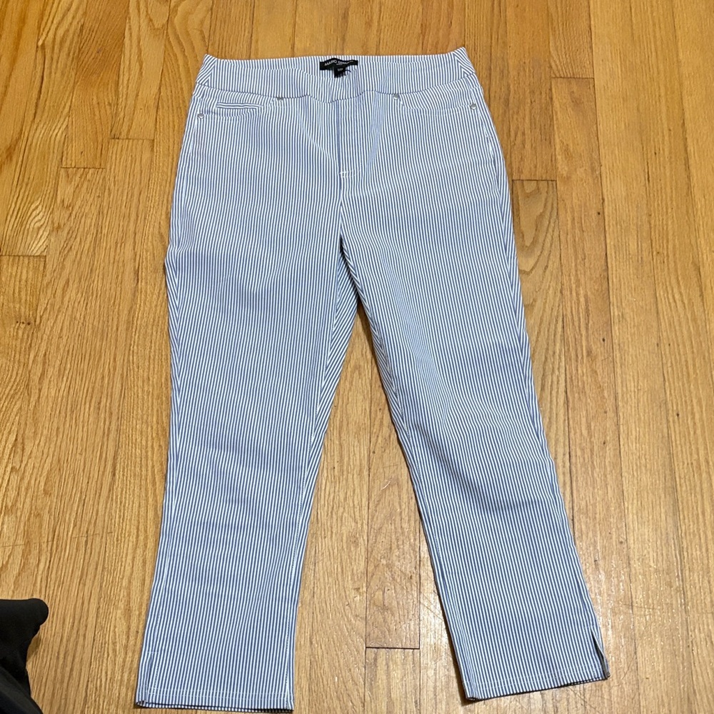 Mario Serrani Blue and White Striped Trousers